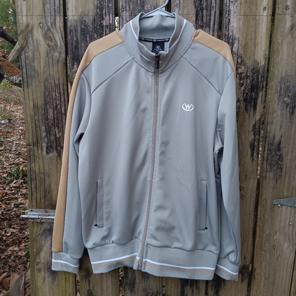 JIAN WANG Men's Light Gray Track Jacket  XL